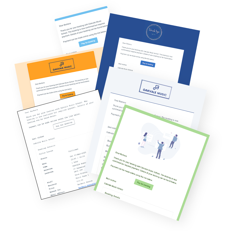 Customisable booking emails Customisable booking emails